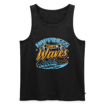 Le bonheur vient dans les vagues Surf Océan Vacances d’été - Débardeur bio Premium Homme - noir - Devant - Michal (187cm)