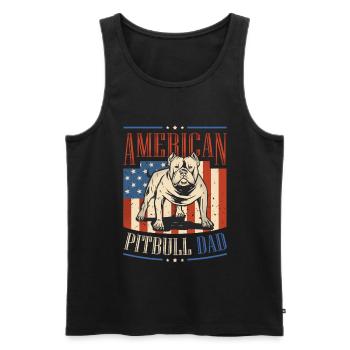 American Pitbull Dad 4. Juli - Männer Premium Bio Tank Top - Schwarz - Vorne - Michal (187cm)