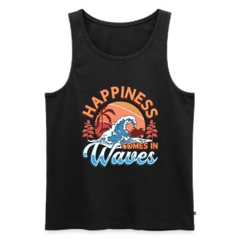 Le bonheur vient dans les vagues Surf Océan Vacances d’été - Débardeur bio Premium Homme - noir - Devant - Michal (187cm)