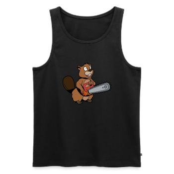 Monster Animals - Tronçonneuse Castor - Débardeur bio Premium Homme - noir - Devant - Michal (187cm)
