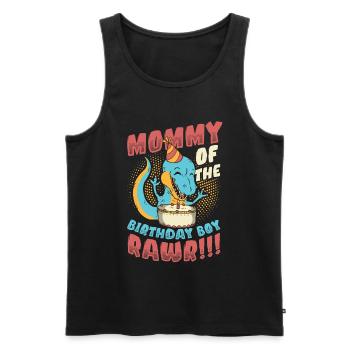 Dinosaure Maman d’Birthday Boy - Débardeur bio Premium Homme - noir - Devant - Michal (187cm)