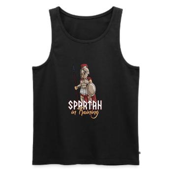 Sparta Krieger Junge - Spartan in Training - Männer Premium Bio Tank Top - Schwarz - Vorne - Michal (187cm)