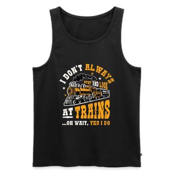 Halten Sie an und schauen Sie sich Züge an. - Männer Premium Bio Tank Top - Schwarz - Vorne - AI Model Male 178 light (178cm)