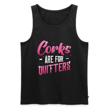 Korken sind für Quitters ,lustiges Weinfest. - Männer Premium Bio Tank Top - Schwarz - Vorne - Michal (187cm)
