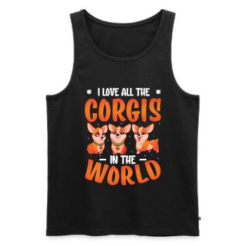 Ich liebe alle Corgis der Welt - Männer Premium Bio Tank Top - Schwarz - Vorne - Michal (187cm)