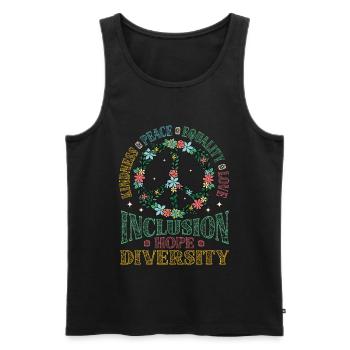 Vielfalt Gleichheit Liebe Frieden Blumen - Männer Premium Bio Tank Top - Schwarz - Vorne - Michal (187cm)