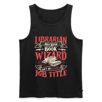 Funny librarian theme - Men's Premium Organic Tank Top - black - Front - AI Model Male 178 light (178cm)