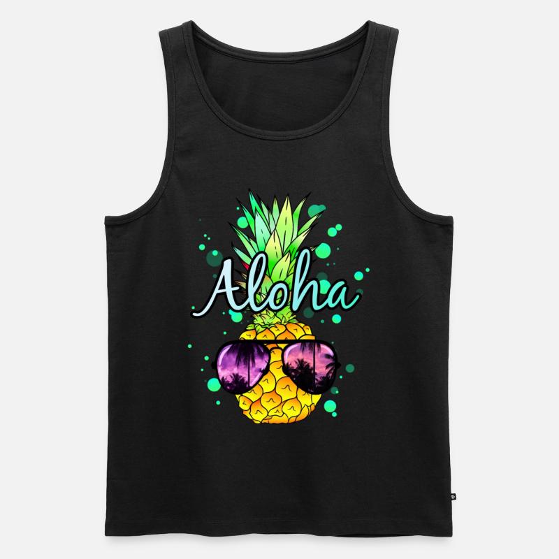 Ananas Aloha - Männer Premium Bio Tank Top - Schwarz