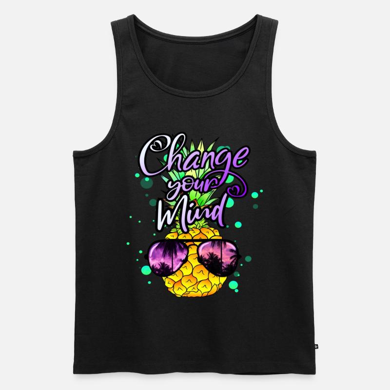 coole Ananas Change your Mind - Männer Premium Bio Tank Top - Schwarz