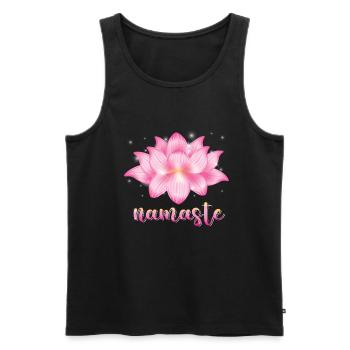 Yoga Meditation Lotusblume Namaste Yoga - Männer Premium Bio Tank Top - Schwarz - Vorne - Michal (187cm)