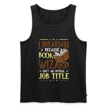 Funny librarian theme - Men's Premium Organic Tank Top - black - Front - AI Model Male 178 light (178cm)