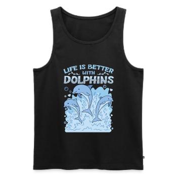 Life Is Better With Delphins - Männer Premium Bio Tank Top - Schwarz - Vorne - Michal (187cm)