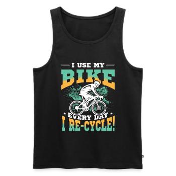 J’utilise mon vélo tous les jours où je fais du vélo, du vélo. - Débardeur bio Premium Homme - noir - Devant - Michal (187cm)