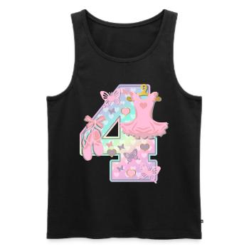 Ballerina 4. Geburtstagsparty Nummer 4 - 4 Jahre - Männer Premium Bio Tank Top - Schwarz - Vorne - AI Model Male 178 light (178cm)
