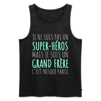 Grand frère super héros humour frère cadeau - Débardeur bio Premium Homme - noir - Devant - Michal (187cm)