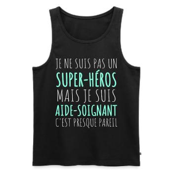 Aide-soignant super héros humour aide soignant - Débardeur bio Premium Homme - noir - Devant - Michal (187cm)