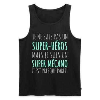 Mécanicien super-héros humour mécanique cadeau - Débardeur bio Premium Homme - noir - Devant - Michal (187cm)
