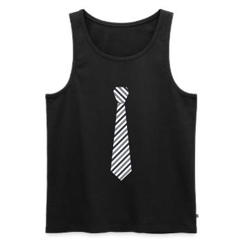 Cravate rayée - Débardeur bio Premium Homme - noir - Devant - AI Model Male 178 light (178cm)