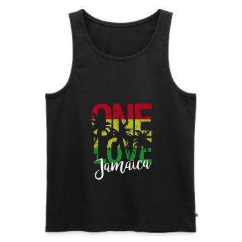 Jamaika One Love Reggae Musik Palme Geschenk - Männer Premium Bio Tank Top - Schwarz - Vorne - Michal (187cm)