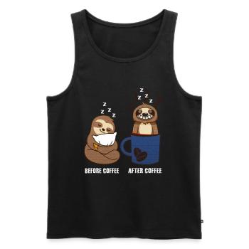 Funny pun sloth gift ladies coffee - Men's Premium Organic Tank Top - black - Front - Michal (187cm)
