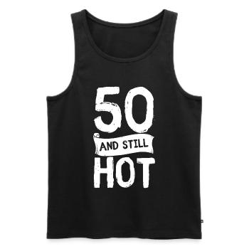 50s Birthday 50 years Fifty Hot Gift - Men's Premium Organic Tank Top - black - Front - Michal (187cm)