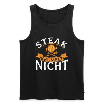 Le steak ne se courbe pas! BBQ Barbecue Grillen Grill - Débardeur bio Premium Homme - noir - Devant - AI Model Male 178 light (178cm)