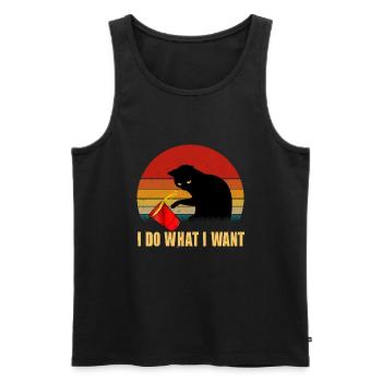 Mach was ich will Black Cat Red Cup - Männer Premium Bio Tank Top - Schwarz - Vorne - AI Model Male 178 light (178cm)