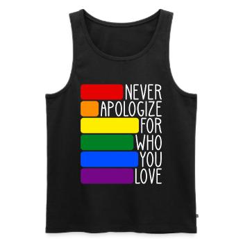 LGBT mariage gay drapeau arc-en-ciel cadeau CSD - Débardeur bio Premium Homme - noir - Devant - Michal (187cm)