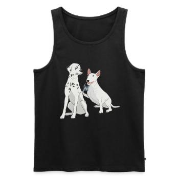 Tatoueur tatoué taches de chien dalmatien - Débardeur bio Premium Homme - noir - Devant - AI Model Male 178 light (178cm)