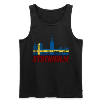 Suède, Stockholm - Débardeur bio Premium Homme - noir - Devant - Michal (187cm)