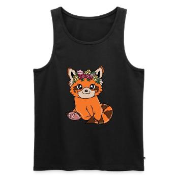 Süßer, niedlicher, roter Panda, Panda mit Blumen - Männer Premium Bio Tank Top - Schwarz - Vorne - AI Model Male 178 light (178cm)