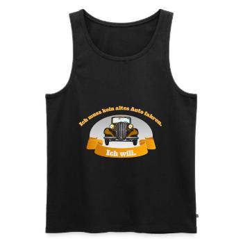 Ich muss kein altes Auto fahren. Ich will! - Männer Premium Bio Tank Top - Schwarz - Vorne - AI Model Male 178 light (178cm)