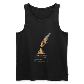 Book book stack with inkwell vintage design - Men's Premium Organic Tank Top - black - Front - Michal (187cm)