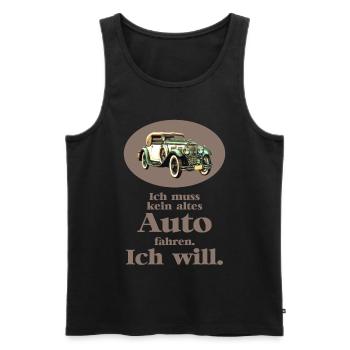 Ich muss kein altes Auto fahren. Ich will! - Männer Premium Bio Tank Top - Schwarz - Vorne - AI Model Male 178 light (178cm)