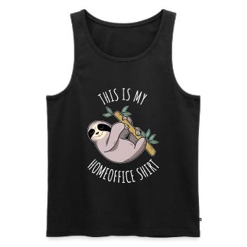 Funny sloth, home office shirt, saying. - Men's Premium Organic Tank Top - black - Front - AI Model Male 178 light (178cm)