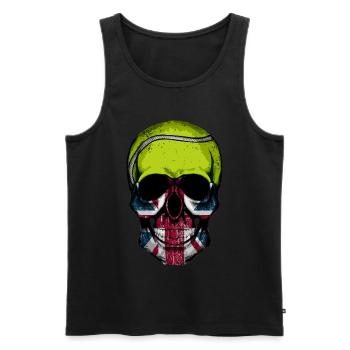 Tennis Skull British Flag Gift for Tennis Fans - Débardeur bio Premium Homme - noir - Devant - Michal (187cm)