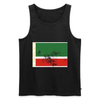 Chechnya Tschetschenische Flagge Vintage Effekt - Männer Premium Bio Tank Top - Schwarz - Vorne - AI Model Male 178 light (178cm)
