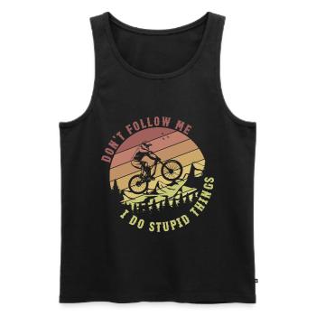 Don't fallow me I do stubid things - Men's Premium Organic Tank Top - black - Front - AI Model Male 178 light (178cm)