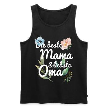 DIe beste Mama und liebste Oma Spruch floral Blume - Männer Premium Bio Tank Top - Schwarz - Vorne - Michal (187cm)