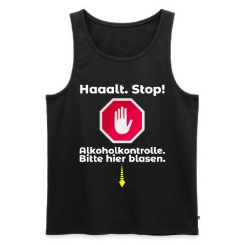 Alkoholkontrolle Witziger Alkohol Saufen Spruch - Männer Premium Bio Tank Top - Schwarz - Vorne - AI Model Male 178 light (178cm)