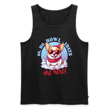 Pembroke Welsh Corgi in Winter, Sweet Illustration - Men's Premium Organic Tank Top - black - Front - AI Model Male 178 light (178cm)