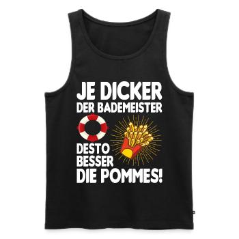 Bademeister Pommes Freibad Rettungsschwimmer - Männer Premium Bio Tank Top - Schwarz - Vorne - Michal (187cm)
