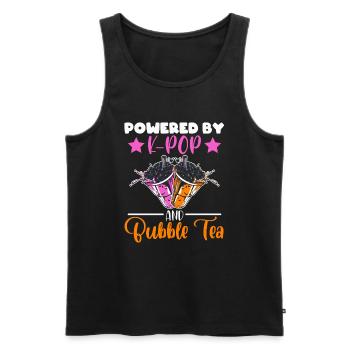Powered By K-pop And Bubble Tea Simple Music Top - Männer Premium Bio Tank Top - Schwarz - Vorne - Michal (187cm)