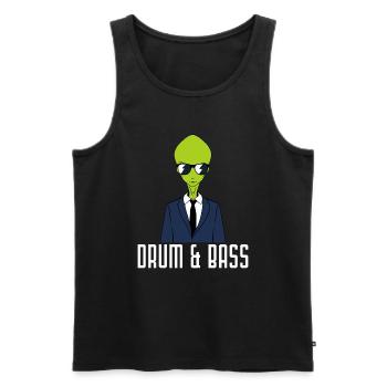 Drumming Shirt For Drummers "Drum & Bass Alien" - Männer Premium Bio Tank Top - Schwarz - Vorne - Michal (187cm)