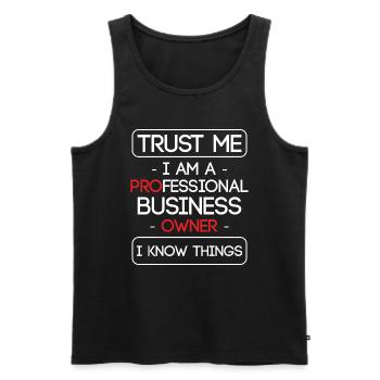 Make me trust, I am a professional business owner - Débardeur bio Premium Homme - noir - Devant - AI Model Male 178 light (178cm)