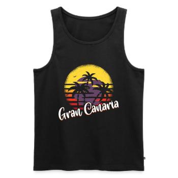 "Gran Canaria Island Spain" T-shirt Design Sun - Men's Premium Organic Tank Top - black - Front - AI Model Male 178 light (178cm)