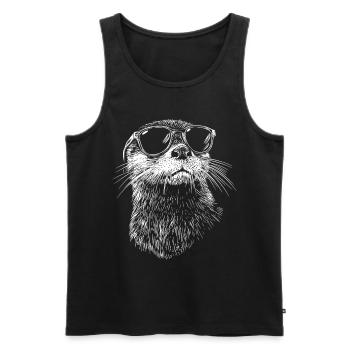 Cool Otter Sunglasses Summer Beach - Men's Premium Organic Tank Top - black - Front - AI Model Male 178 light (178cm)