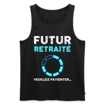 Départ en retraite idée cadeau homme - Débardeur bio Premium Homme - noir - Devant - AI Model Male 178 light (178cm)