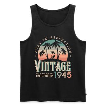 1945 Birthday Gift Born 1945 - Men's Premium Organic Tank Top - black - Front - Michal (187cm)