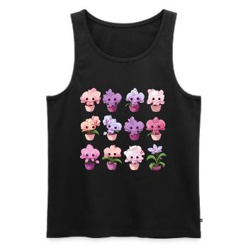 Orchideen kawaii - Männer Premium Bio Tank Top - Schwarz - Vorne - AI Model Male 178 light (178cm)